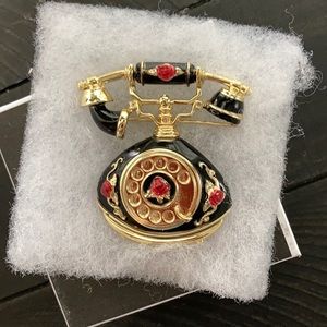 Unique vintage phone large brooch AJC